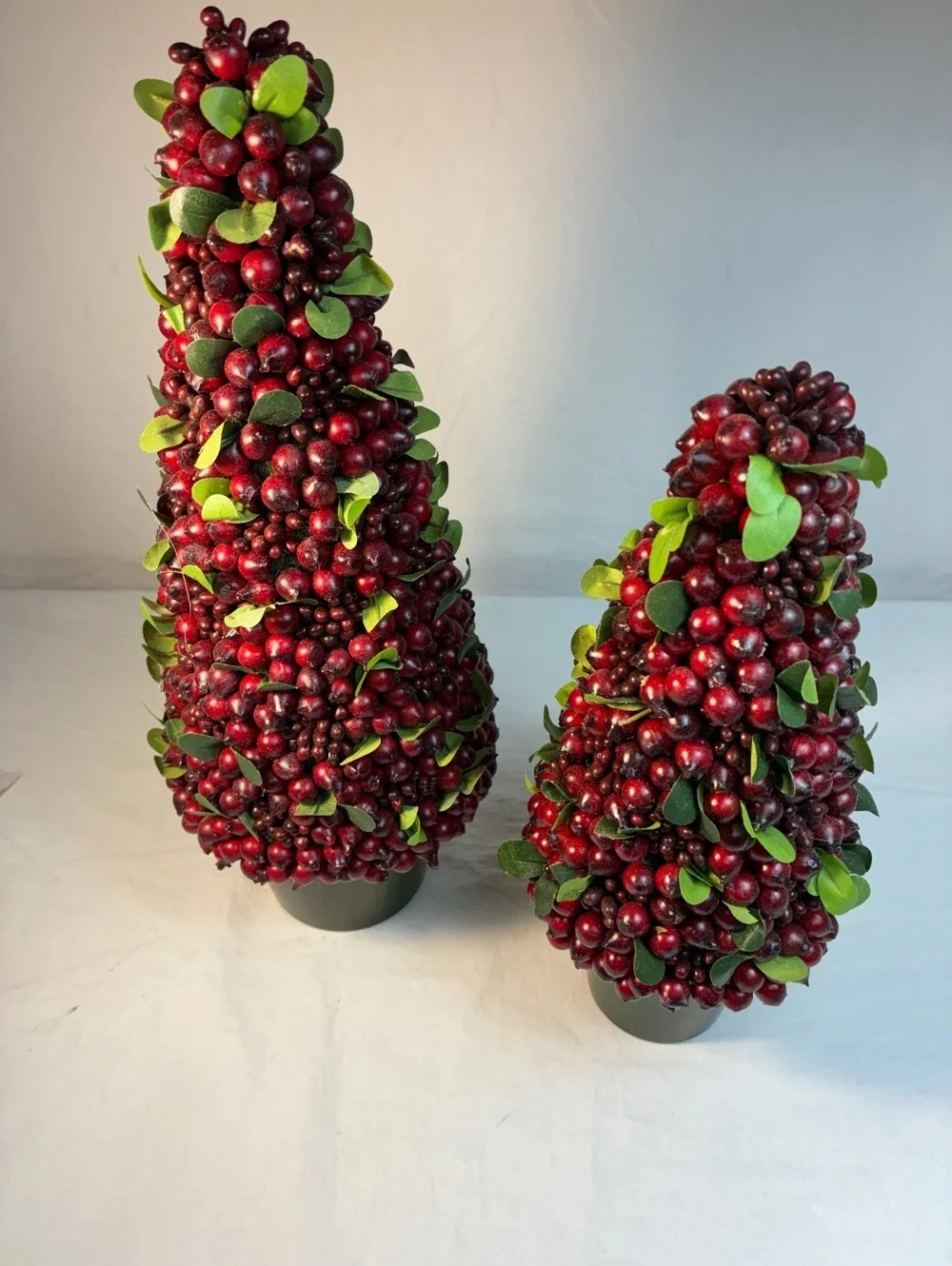Decorative Red berry topiary trees- Set of 2